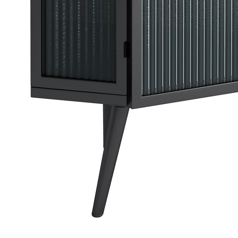 Meuble d'angle de salle de bain Grondin Modern Style 22,25 avec portes en verre trempé et étagère intérieure réglable