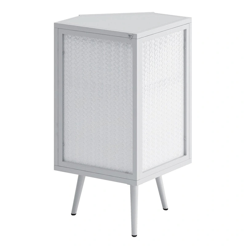 Meuble d'angle à poser avec porte en verre trempé et étagères de rangement