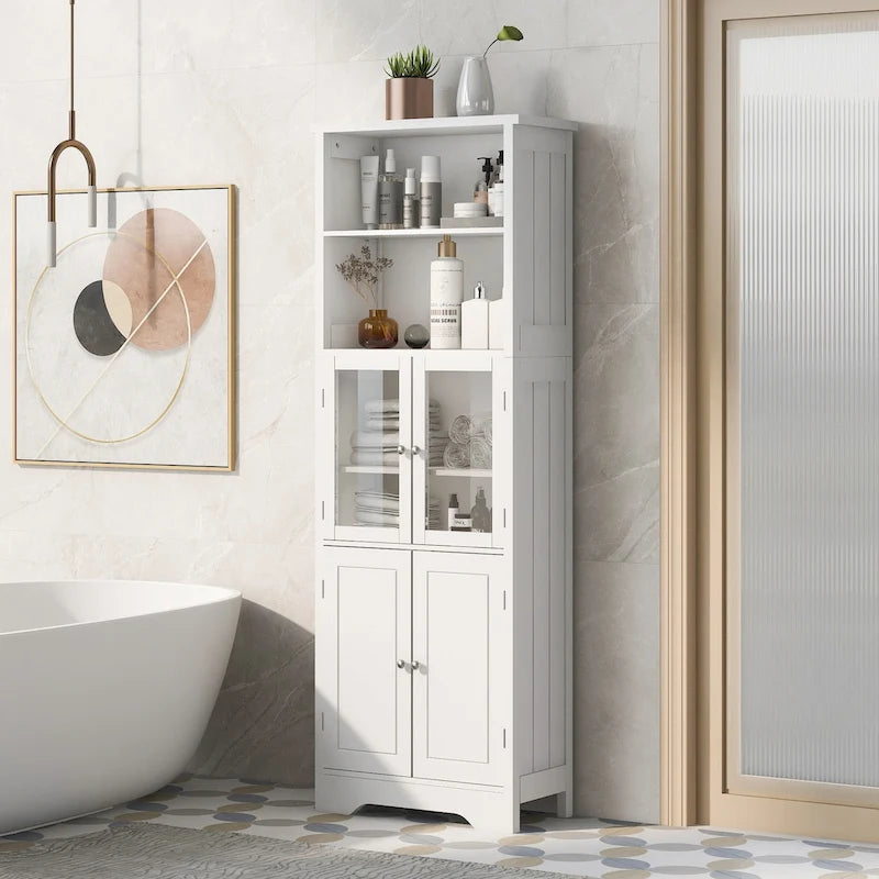 Meuble de rangement haut avec étagères et portes, panneau MDF