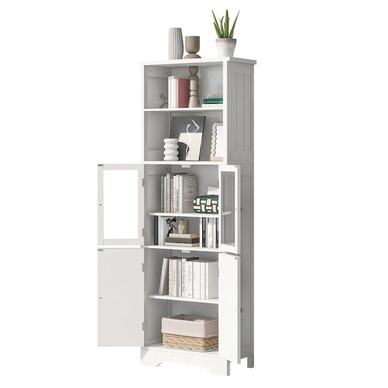 Meuble de rangement haut avec étagères et portes, panneau MDF