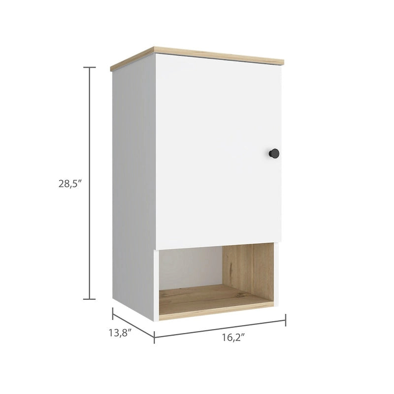 Armoire à pharmacie Porto, deux étagères intérieures, finition chêne clair / blanc