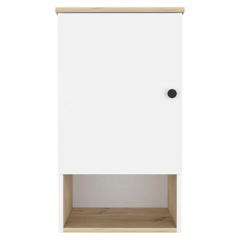Armoire à pharmacie Porto, deux étagères intérieures, finition chêne clair / blanc