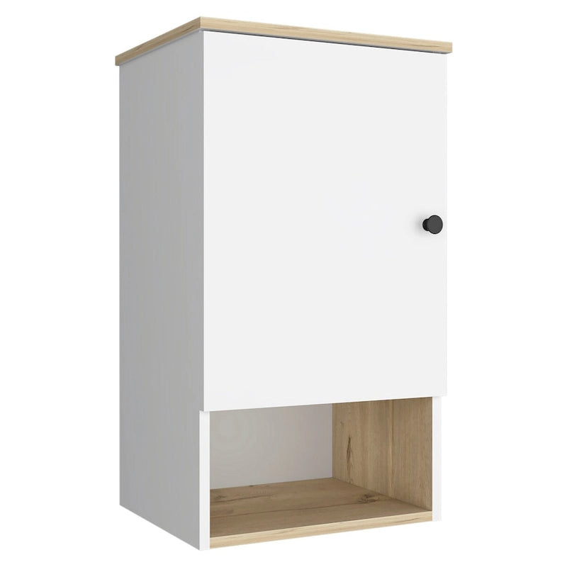 Armoire à pharmacie Porto, deux étagères intérieures, finition chêne clair / blanc