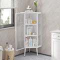 Armoire d'angle à trois niveaux de 22,25 po avec portes en verre trempé et étagères de rangement pour salle de bain, salon et chambre à coucher