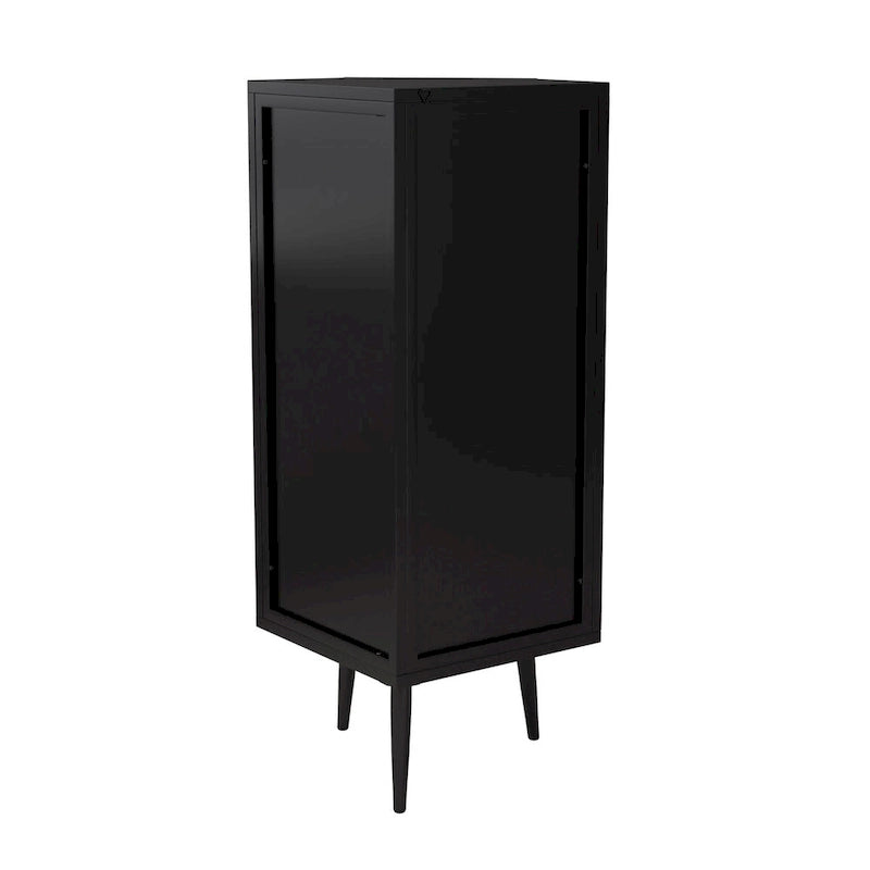 Armoire d'angle à trois niveaux de 22,25 po avec portes en verre trempé et étagères de rangement pour salle de bain, salon et chambre à coucher
