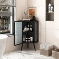 Meuble d'angle de 22,25 pouces avec porte en verre trempé et étagères de rangement pour salle de bain, salon, chambre (blanc)