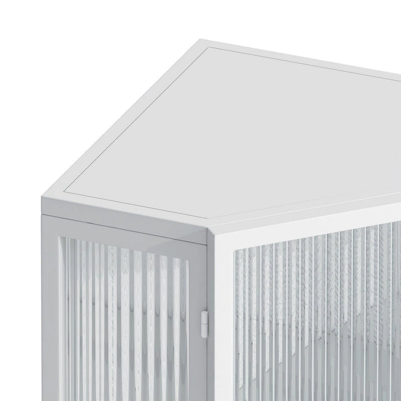 Meuble d'angle de 22,25 pouces avec porte en verre trempé et étagères de rangement pour salle de bain, salon, chambre (blanc)