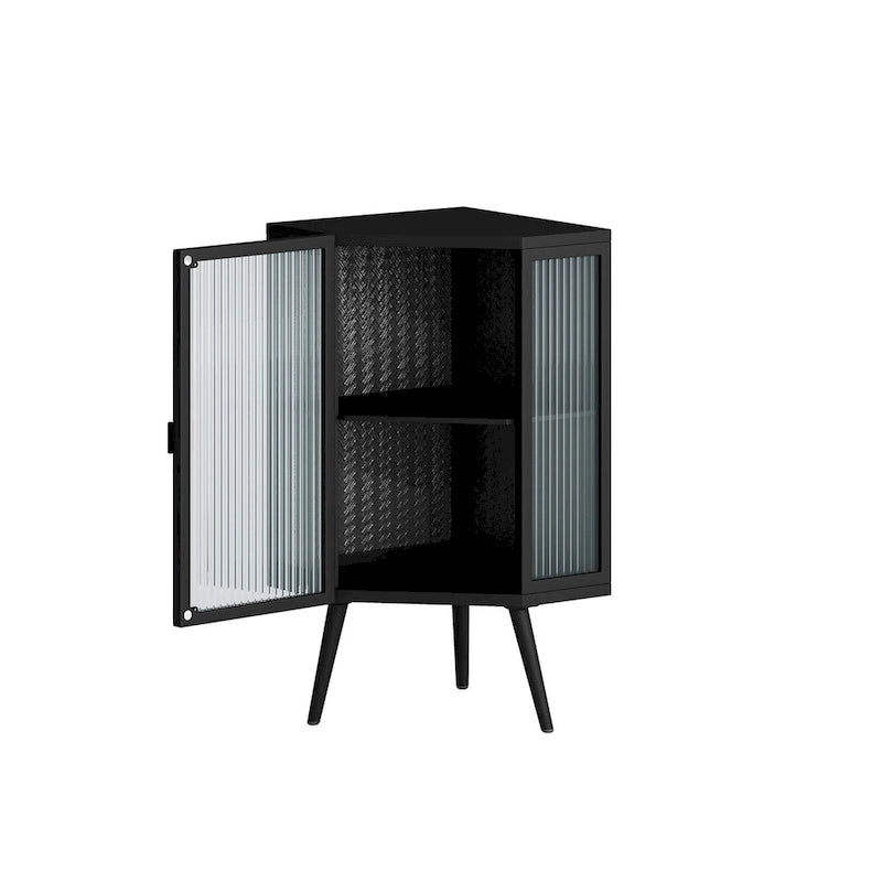 Meuble d'angle de 22,25 pouces avec porte en verre trempé et étagères de rangement pour salle de bain, salon, chambre (blanc)