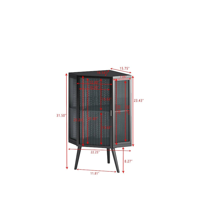Meuble d'angle de 22,25 pouces avec porte en verre trempé et étagères de rangement pour salle de bain, salon, chambre (blanc)