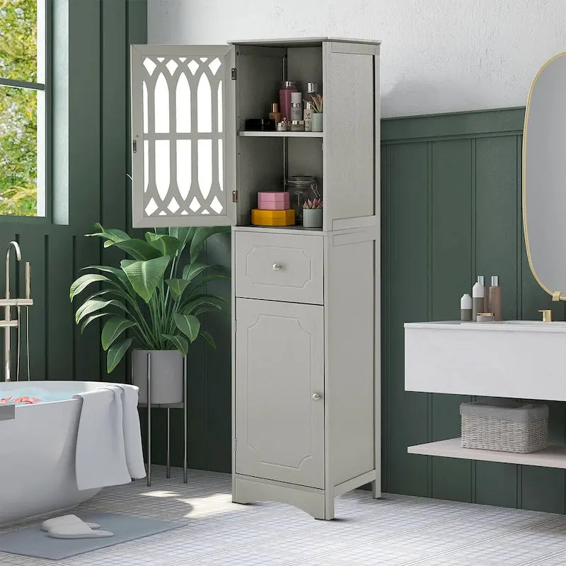 Meuble de salle de bain moderne et élégant en bois avec panneau de porte en acrylique