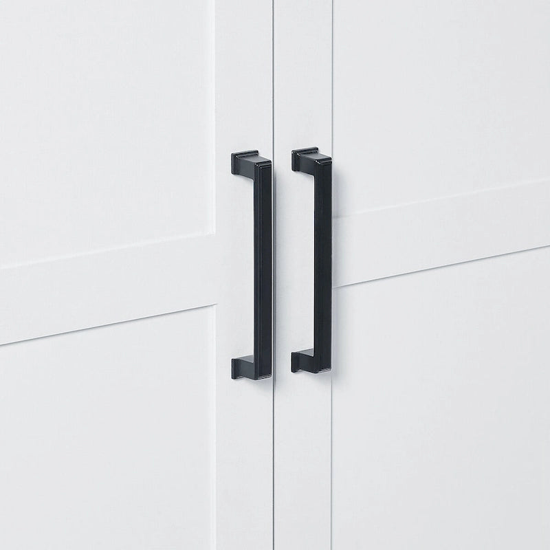 Armoire de rangement de salle de bain haute avec deux portes et un tiroir Étagère réglable Panneau MDF Blanc