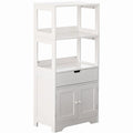 Meuble de rangement haut en bois sur pied, garde-manger de cuisine et meuble de salle de bain, un tiroir et 2 portes, blanc