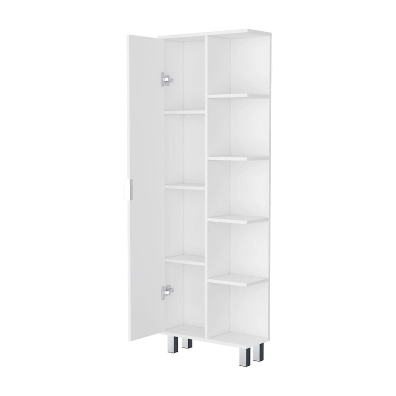 Meuble de rangement pour salle de bain à 1 porte, blanc moderne