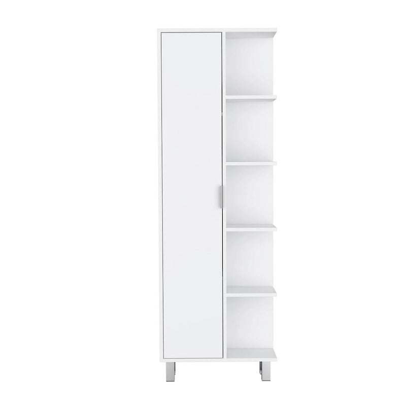 Meuble de rangement pour salle de bain à 1 porte, blanc moderne