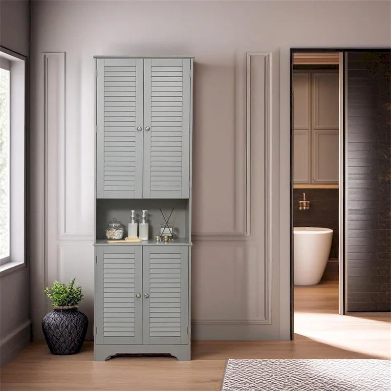 Meuble de rangement haut et étroit pour salle de bain