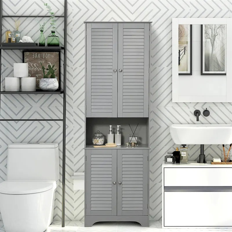 Meuble de rangement haut et étroit pour salle de bain