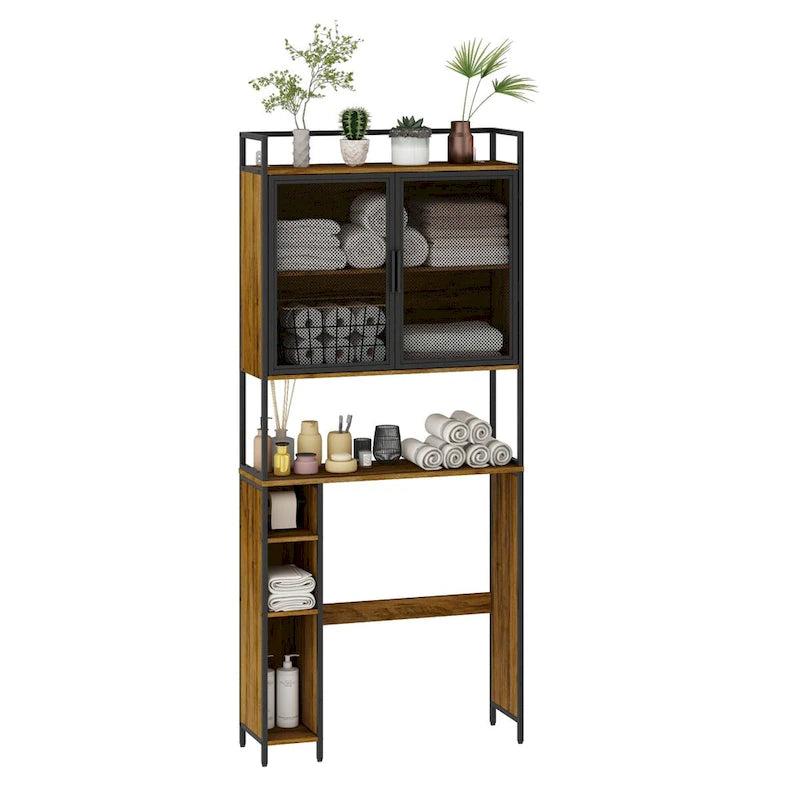 Étagère de rangement au-dessus des toilettes, Cadre métallique, Étagère de salle de bain, Gain de place