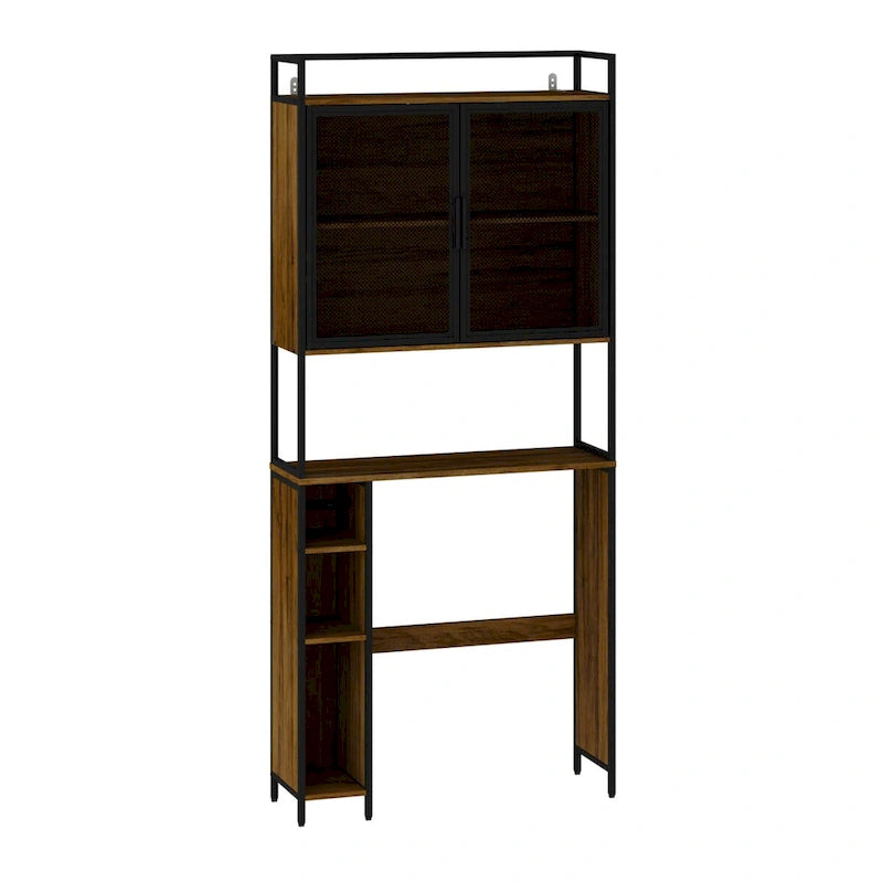 Étagère de rangement au-dessus des toilettes, Cadre métallique, Étagère de salle de bain, Gain de place