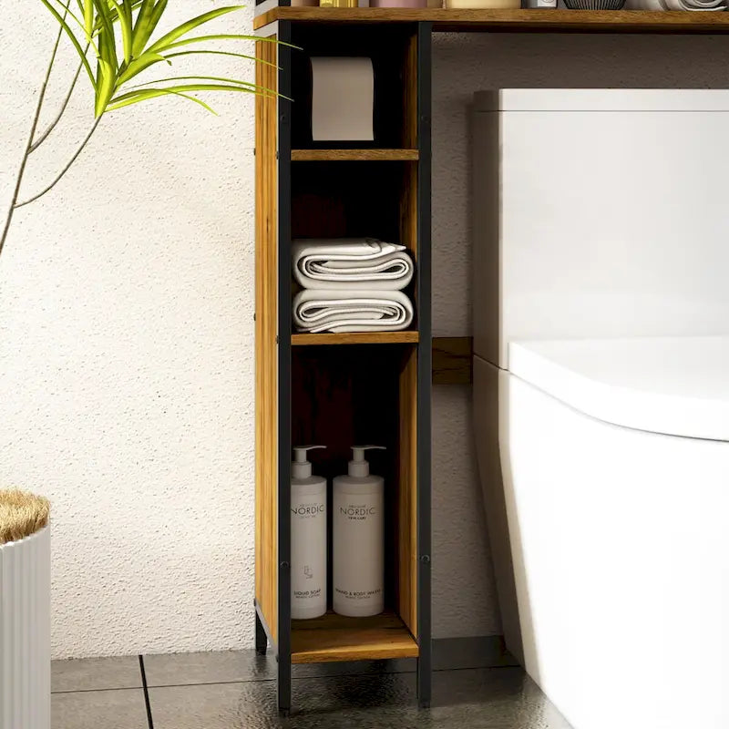 Étagère de rangement au-dessus des toilettes, Cadre métallique, Étagère de salle de bain, Gain de place