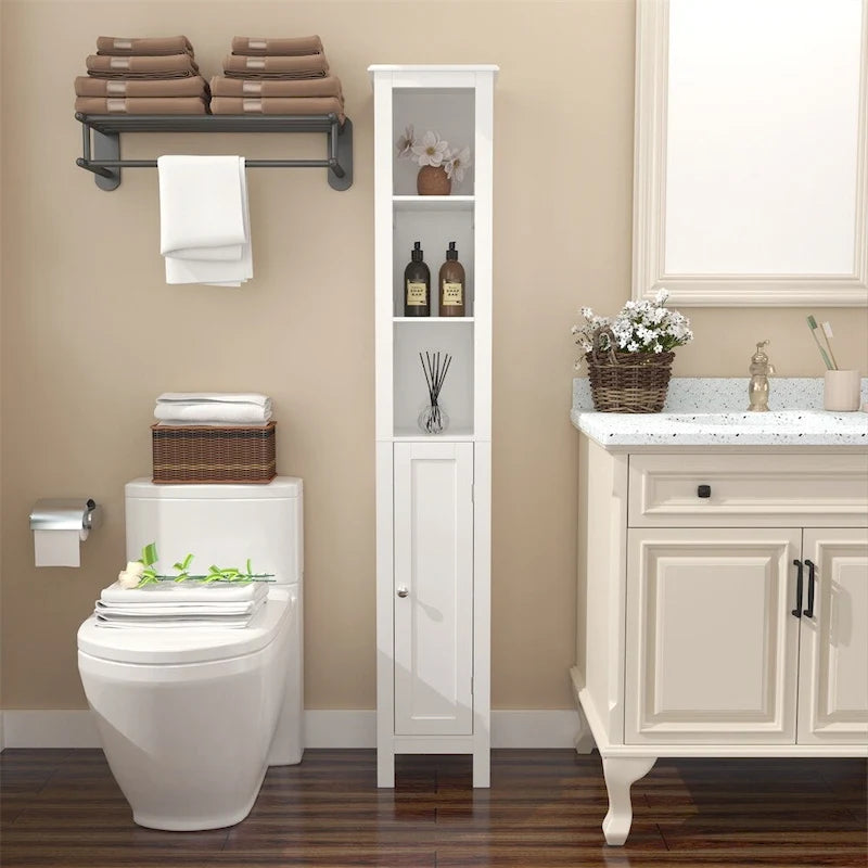 Meuble de rangement haut de salle de bain de 170 cm avec étagères réglables