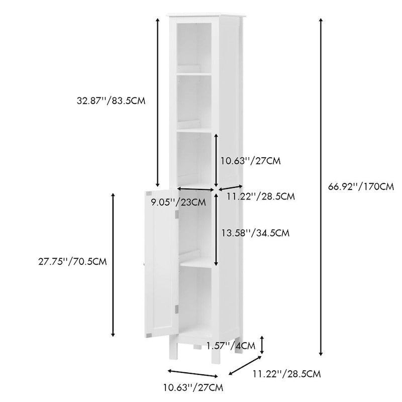 Meuble de rangement haut de salle de bain de 170 cm avec étagères réglables