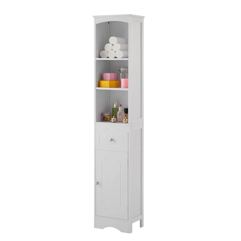 Meuble de salle de bain haut, meuble de rangement autonome avec tiroir, panneau MDF, étagère réglable