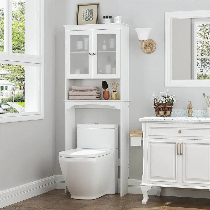 Meuble de rangement WC – Blanc 23 P x 63 L x 167 H cm