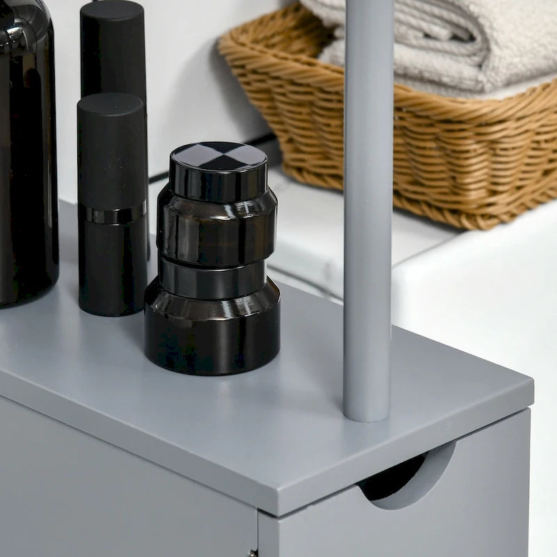 Meuble de rangement haut de salle de bain de 137 cm, Tour de rangement autonome avec étagère à 2 niveaux et tiroirs