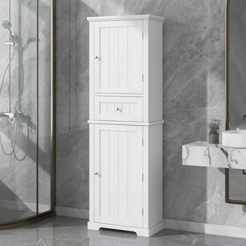 Meuble de rangement haut de salle de bain, meuble de rangement autonome avec tiroir et étagère réglable