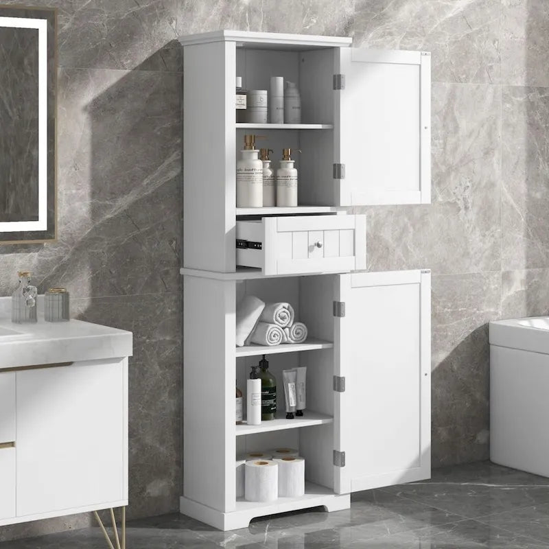 Meuble de rangement haut de salle de bain, meuble de rangement autonome avec tiroir et étagère réglable