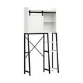 Meuble de rangement pour toilettes avec porte coulissante type grange et étagères réglables