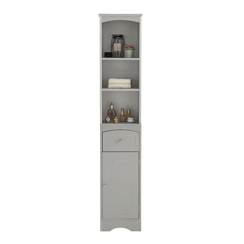Meuble de rangement haut de salle de bain de 67 po, meuble d'appoint moderne et étroit avec tiroir et étagère réglable
