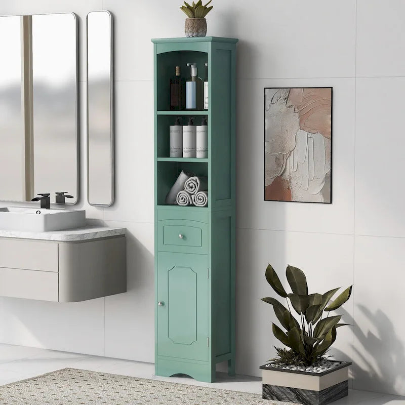 Meuble de rangement haut de salle de bain de 67 po, meuble d'appoint moderne et étroit avec tiroir et étagère réglable