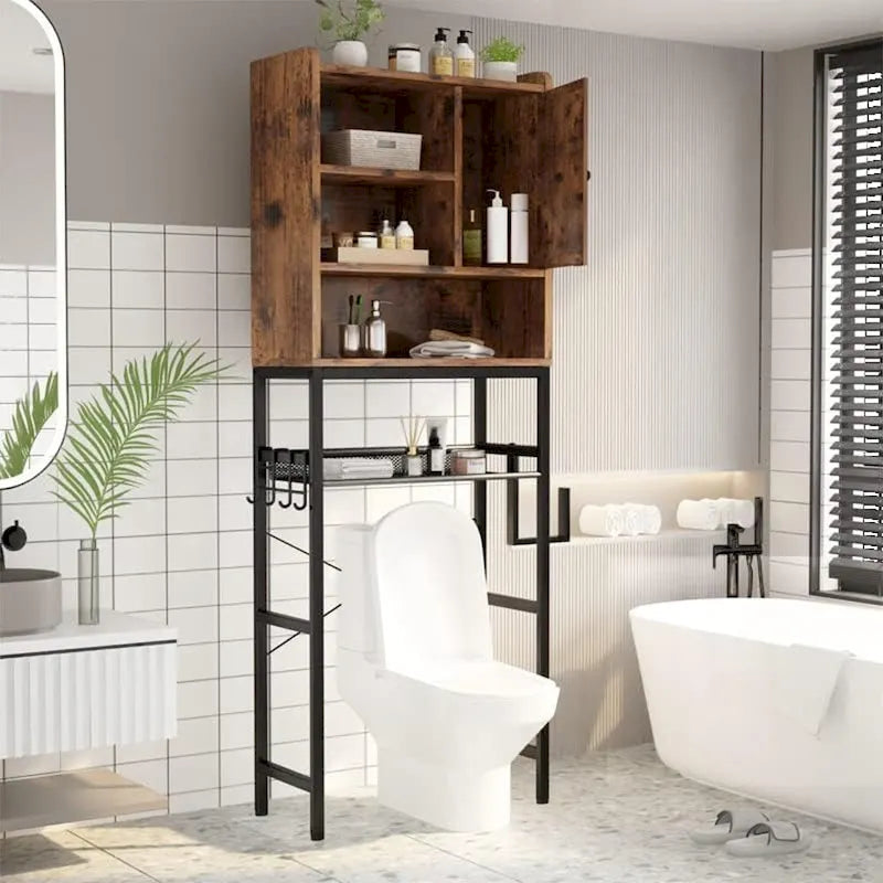 Meuble de rangement de salle de bain en bois Mieres, à poser au-dessus des toilettes - N/A