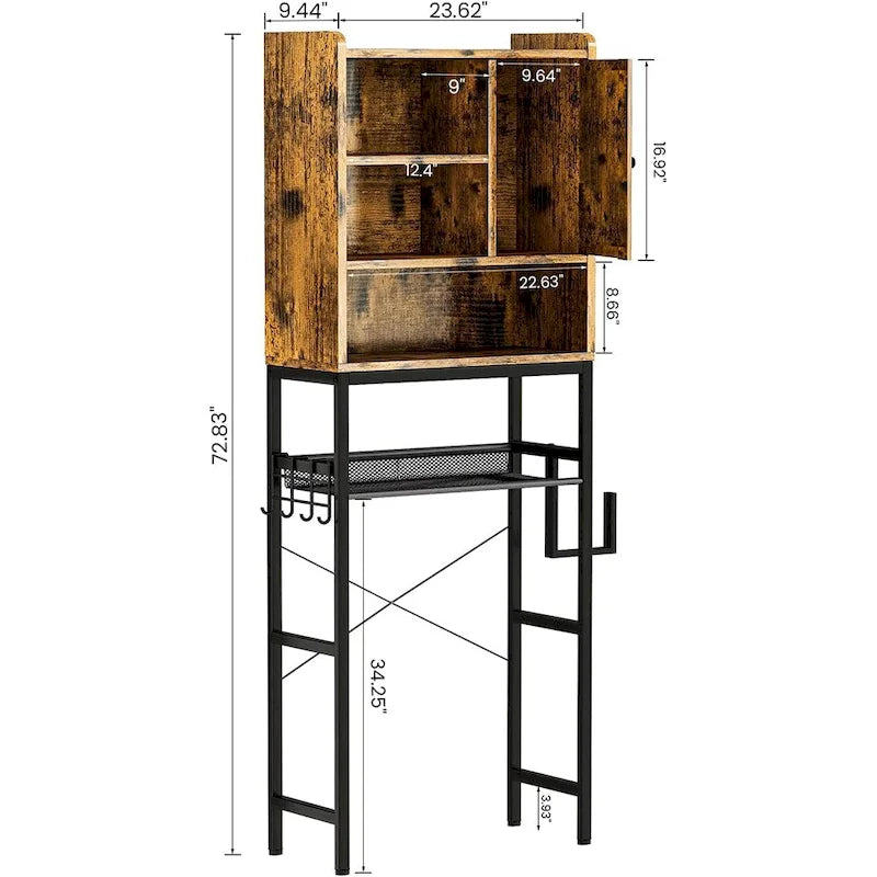 Meuble de rangement de salle de bain en bois Mieres, à poser au-dessus des toilettes - N/A