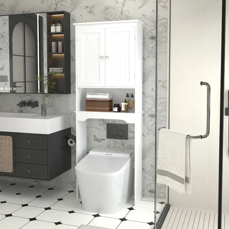 Meuble de rangement au-dessus des toilettes, Étagère de salle de bain au-dessus des toilettes, Organisateur de rangement pour salle de bain, Économiseur d'espace de salle de bain en bois