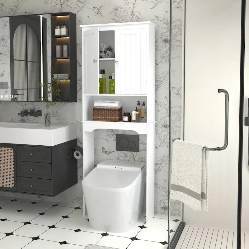 Meuble de rangement au-dessus des toilettes, Étagère de salle de bain au-dessus des toilettes, Organisateur de rangement pour salle de bain, Économiseur d'espace de salle de bain en bois