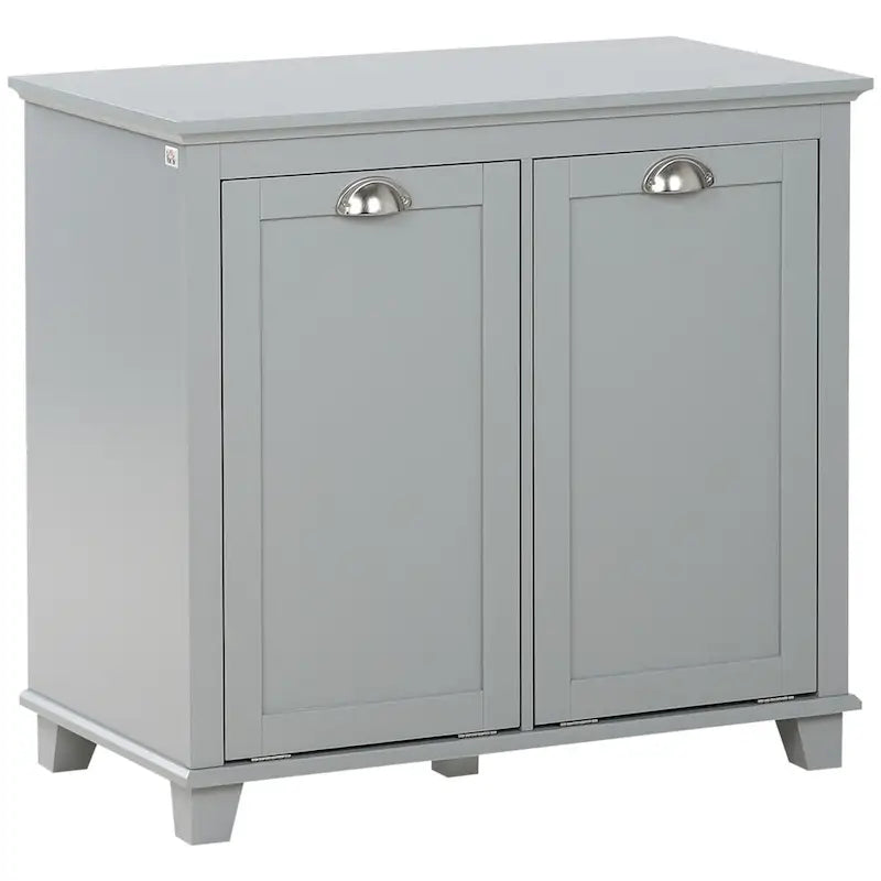 Bathroom Storage Organizer with Two-Compartment Tilt-Out Hamper