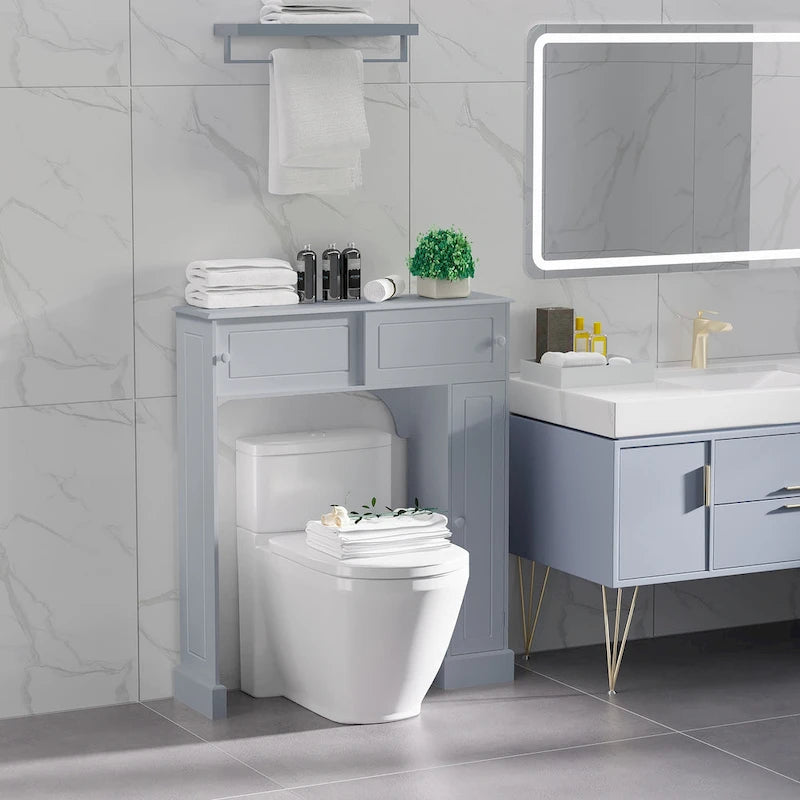 Meuble de rangement pour toilettes avec étagères réglables, étagère WC