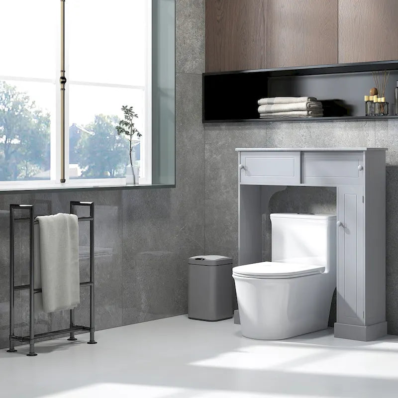 Meuble de rangement pour toilettes avec étagères réglables, étagère WC