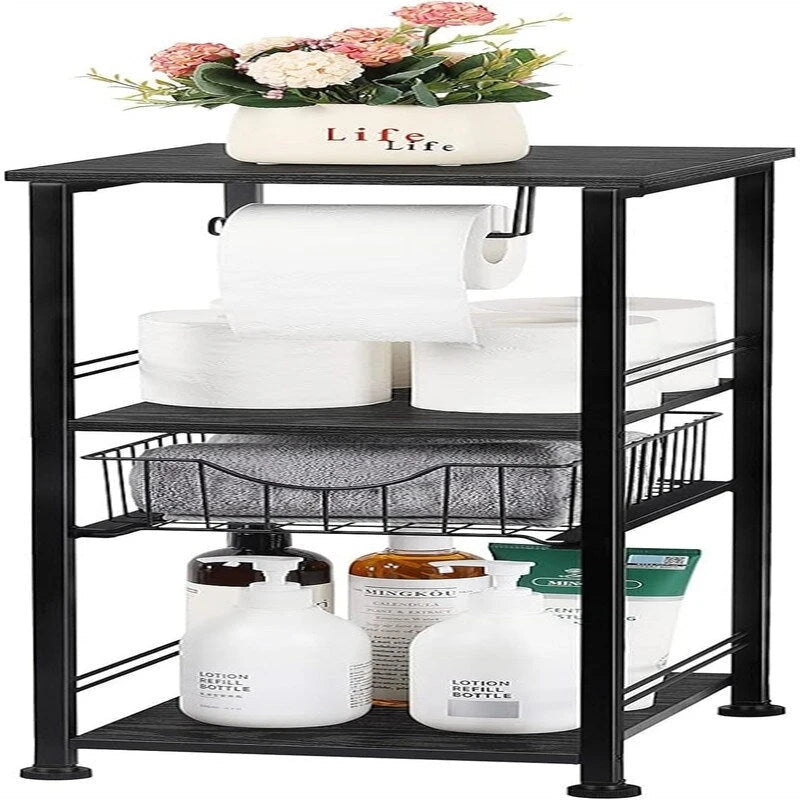 Meuble de rangement de salle de bain sur pied avec tiroir – 11P x 10L x 27,99H