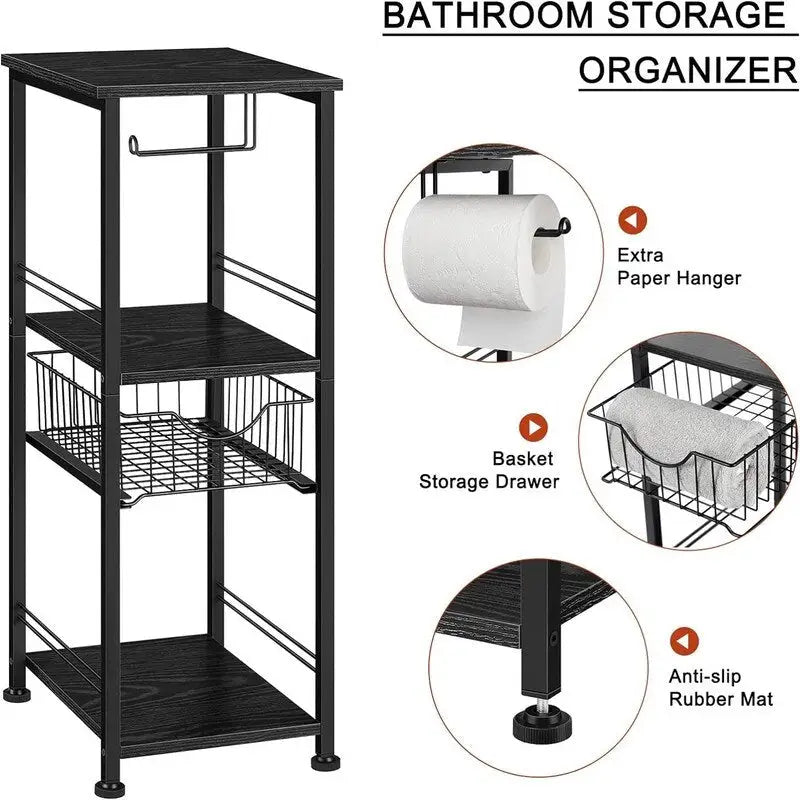 Meuble de rangement de salle de bain sur pied avec tiroir – 11P x 10L x 27,99H
