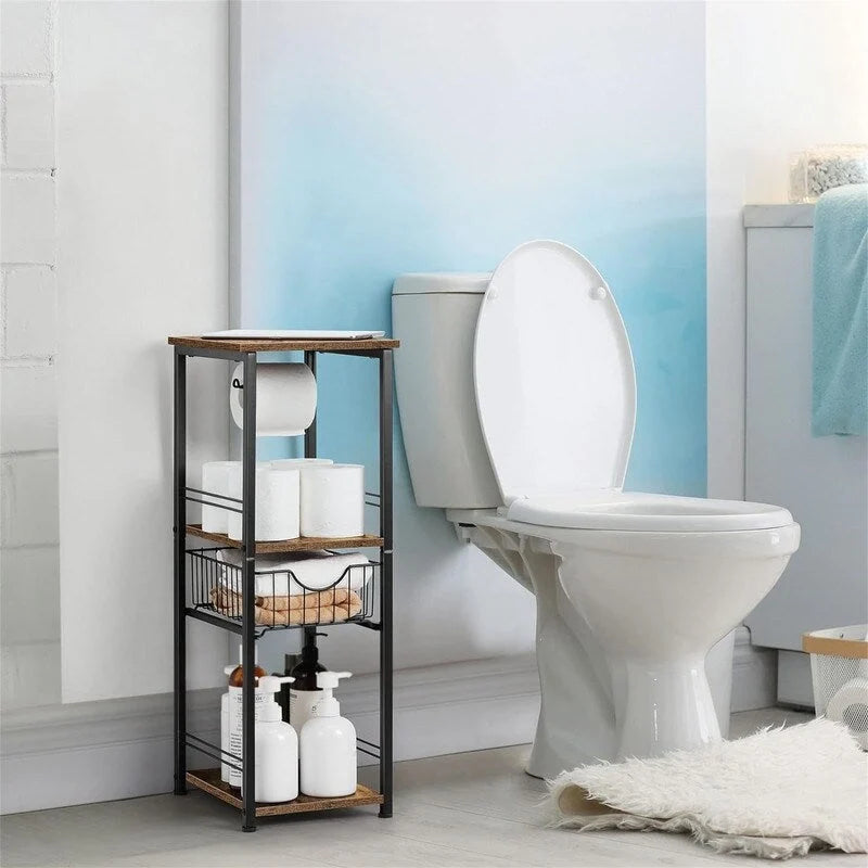 Meuble de rangement de salle de bain sur pied avec tiroir – 11P x 10L x 27,99H