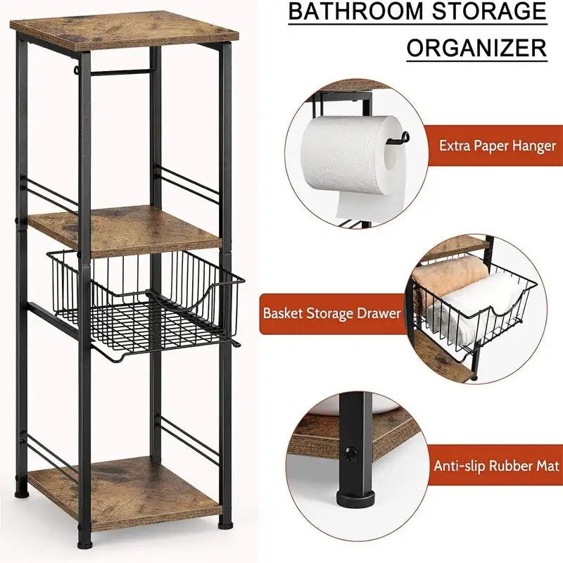 Meuble de rangement de salle de bain sur pied avec tiroir – 11P x 10L x 27,99H