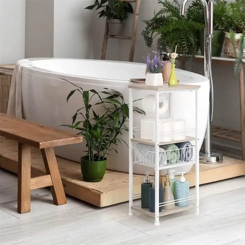 Meuble de rangement de salle de bain sur pied avec tiroir – 11P x 10L x 27,99H