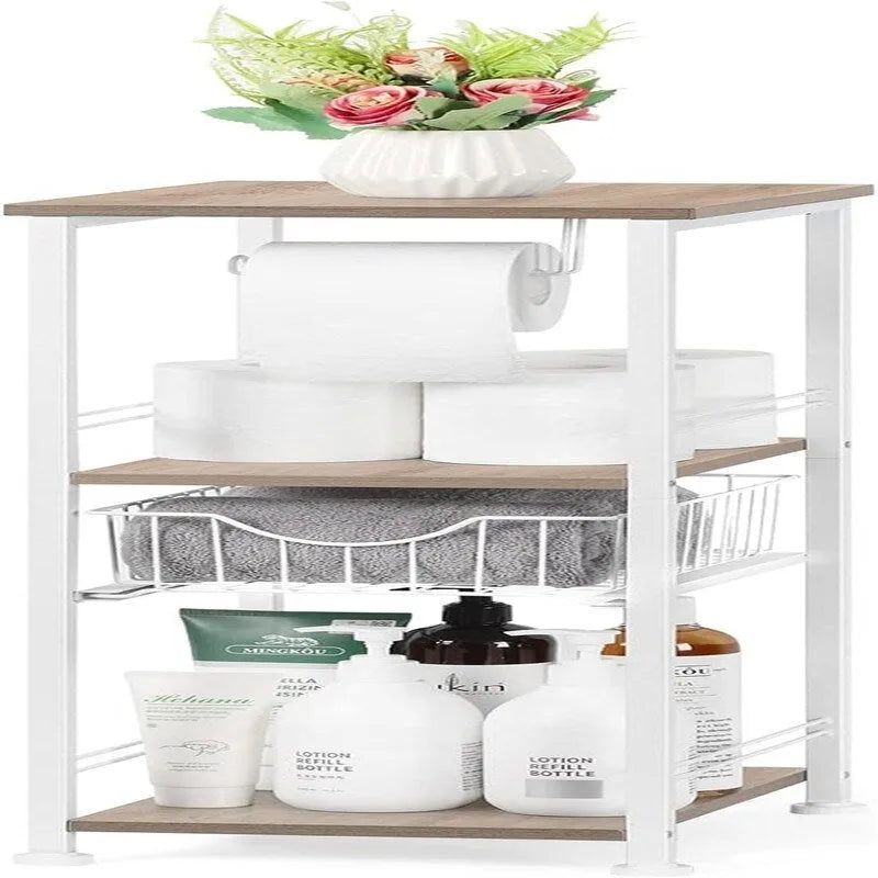 Meuble de rangement de salle de bain sur pied avec tiroir – 11P x 10L x 27,99H