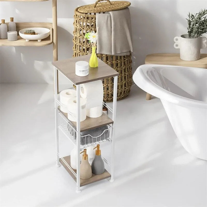 Meuble de rangement de salle de bain sur pied avec tiroir – 11P x 10L x 27,99H