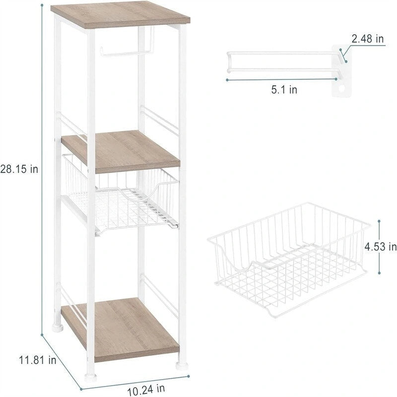 Meuble de rangement de salle de bain sur pied avec tiroir – 11P x 10L x 27,99H