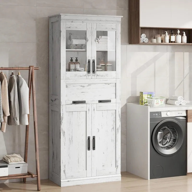 Meuble de rangement haut de salle de bain avec portes et étagère réglable