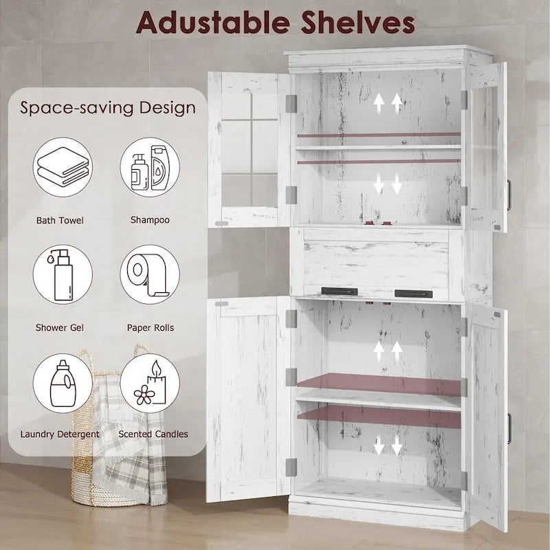 Meuble de rangement haut de salle de bain avec portes et étagère réglable